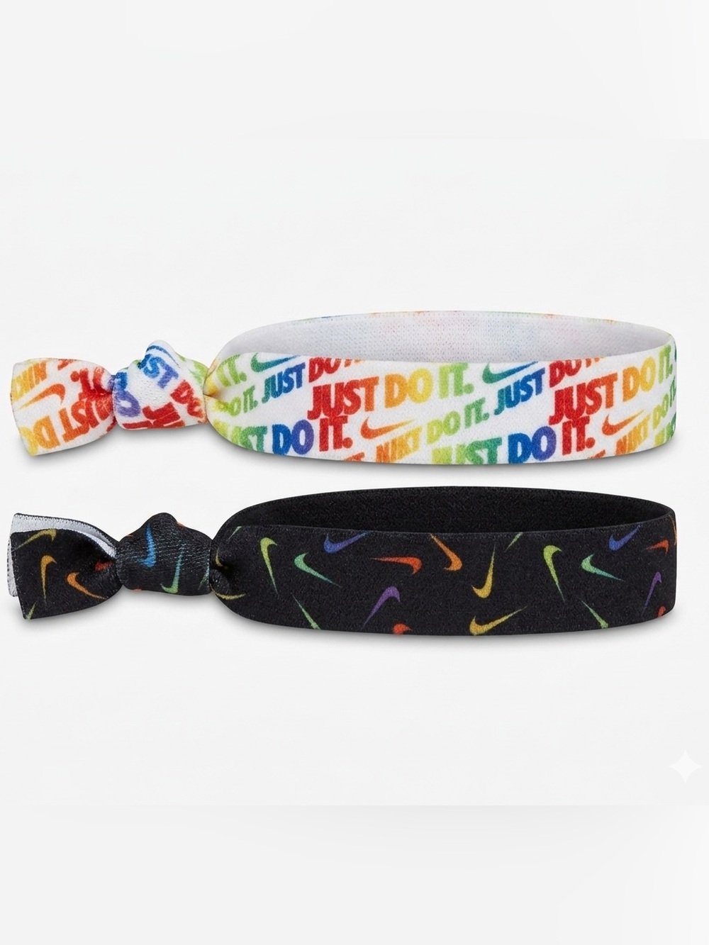 Nike Kids Rainbow Logo Elastic Hair Ties — White & Black
